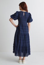 Load image into Gallery viewer, Graceful Navy Shirred Dress
